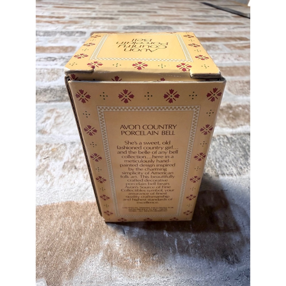 Vintage 1985 Avon Country Porcelain Bell Hand Painted Folk Art Figurine with Box